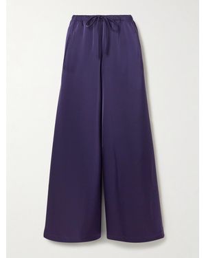 Leset Barb Satin Wide-Leg Trousers - Purple