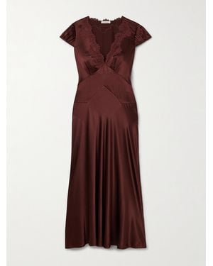 Doen Coraline Maxikleid Aus Seidensatin Mit Schnurgebundenen Spitzenbesätzen - Lila