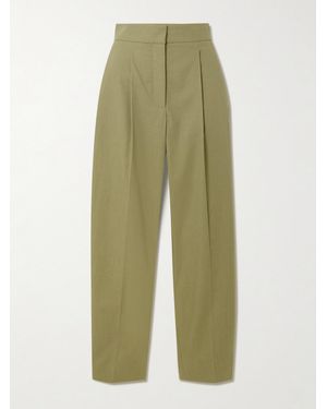 JOSEPH Paver Pleated Cotton Tapered Pants - Green