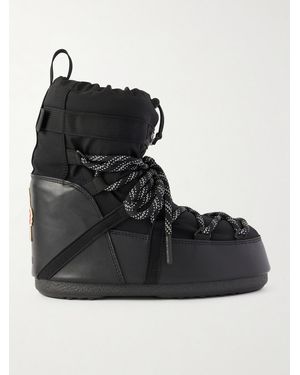 Moncler Moon Boot Icon Shell And Leather Snow Boots - Black