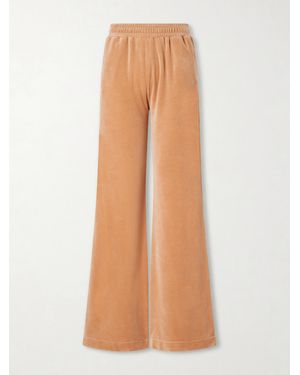 Chloé Wide-Leg Cotton-Blend Velvet Pants - Brown
