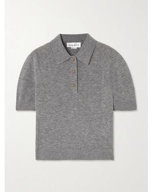 Victoria Beckham Merino Wool Polo Shirt - Grey