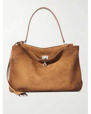 Balenciaga Rodeo Medium Suede Shoulder Bag - Brown