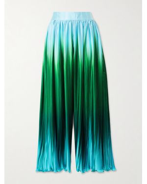 Dima Ayad Ombré Plissé-Taffeta Wide-Leg Pants - Vert