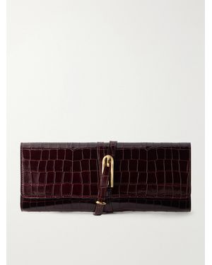 Liffner Belted Croc-Effect Leather Clutch - Purple