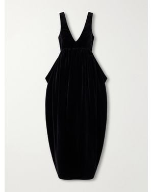 Rohe Sculptural Volume Peplum Cotton-Velvet Maxi Dress - Black