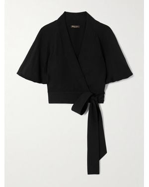 Loro Piana Clancy Cropped Silk-Cady Wrap Shirt - Black