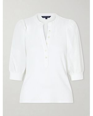 Veronica Beard Coralee Poplin And Ribbed Stretch-Pima Cotton-Jersey Top - Weiß