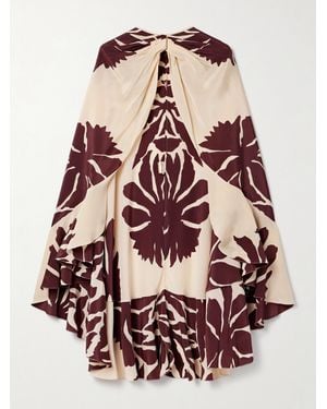 Johanna Ortiz Aromatic Garden Cape Aus Bedrucktem Crêpe De Chine Aus Seide Mit Volant - Orange