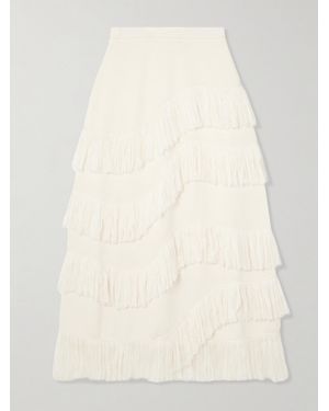 Ulla Johnson Mirena Fringed Wool Midi Skirt - Natural