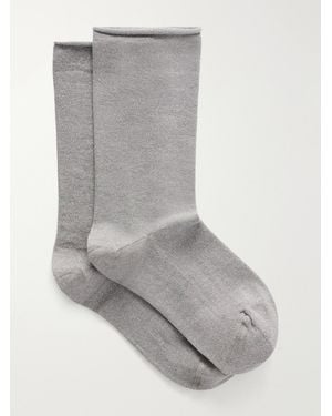 Brunello Cucinelli Metallic Cashmere-Blend Ankle Socks - Grey