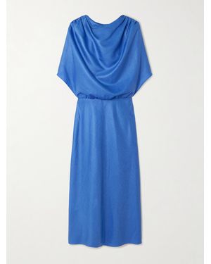Abadia Mira Mehrlagiges Midikleid Aus Charmeuse Mit Knoten - Blau