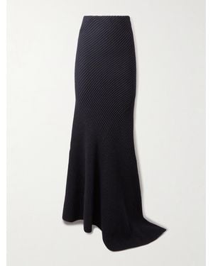 Alaïa Asymmetric Ribbed Wool And Cashmere-Blend Skirt - Blau