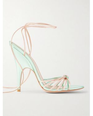 Gianvito Rossi Knotted Metallic Leather Sandals - Natur