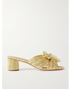 Loeffler Randall Emilia Pleated Knot Mule ( Pleated Lame) Shoes - Metallic