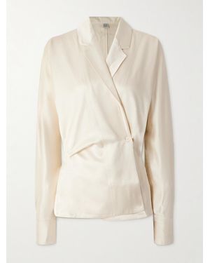 TOTEME Satin Wrap Blouse - Natural