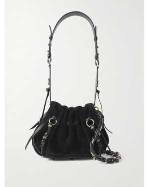 Isabel Marant Bolton Tasselled Leather-Trimmed Suede Shoulder Bag - White