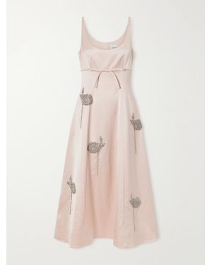 Erdem Embroidered Satin Midi Dress - Pink