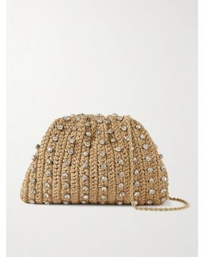 Loeffler Randall Bailey Crystal-Embellished Raffia Clutch - Natural
