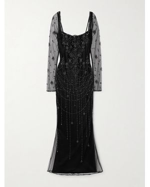 Clio Peppiatt Chandelier Embellished Tulle Gown - Black