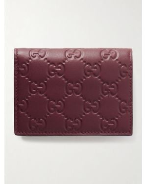 Gucci Gg Emblem Mini Debossed Leather Wallet - Purple