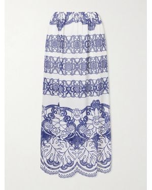 Borgo De Nor Belan Scalloped Broderie Anglaise Cotton-Blend Maxi Skirt - Blue