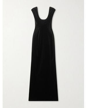 Colleen Allen Shirred Cotton-Velvet Gown - Black