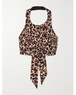 Racil Nimaya Leopard-Print Cotton-Blend Halterneck Top - Brown