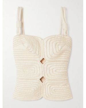 ANDRES OTALORA Marea Knotted Embroidered Linen Top - Natural