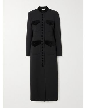LIBEROWE Net Sustain Velvet-Trimmed Wool Coat - Black