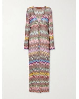 Missoni Striped Metallic Crochet-Knit Coverup - White