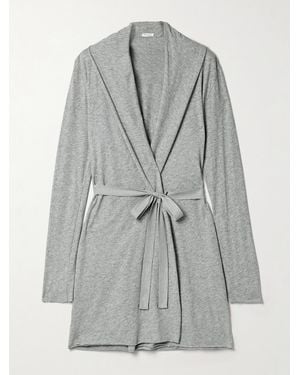 Skin Organic Pima Cotton-Jersey Robe - Gray