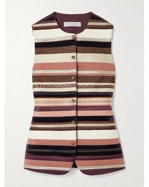 Abadia Sadu Weste Aus Einer Gestreiften Wollmischung Mit Zierperlen - Mehrfarbig
