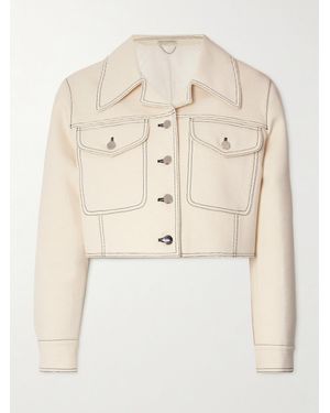 Emilia Wickstead Emma Cropped Topstitched Cotton-Blend Canvas Jacket - Natural
