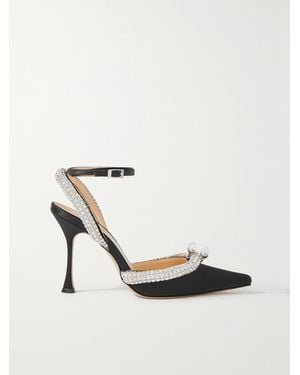 Mach & Mach Georgia Crystal-Embellished Satin Pumps - Black