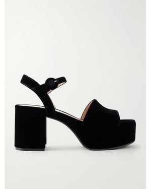 Gianvito Rossi Carol Velvet Platform Open-Toed Sandal - Black