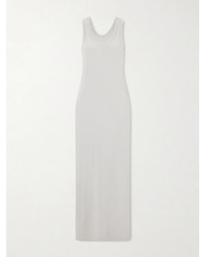 Norma Kamali Racer Stretch Satin-Jersey Maxi Dress - White