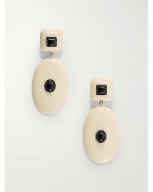 Julietta Pantheon Carnelian, Rhodium-Plated, Onyx And Resin Earrings - Natural