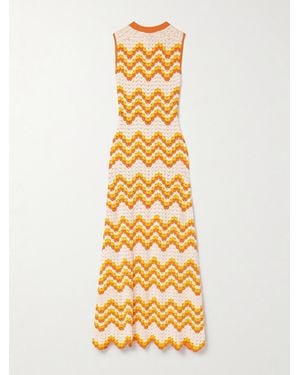 Escvdo Huayna Crocheted Organic Cotton Maxi Dress - Metallic