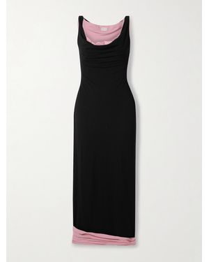 Magda Butrym Layered Stretch-Silk Midi Dress - Black