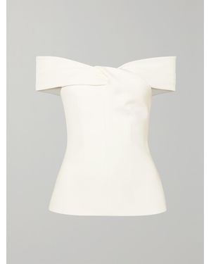 Safiyaa Off-The-Shoulder Twist-Front Crepe Top - White