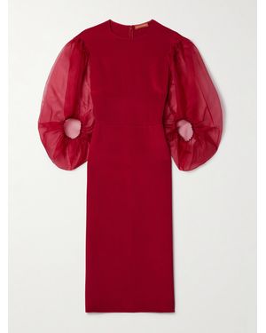 Altuzarra Danielle Silk-Cady And Organza Midi Dress - Red