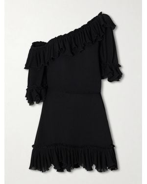 Saint Laurent Robe Mousseline Crepe Silk Dress - Black