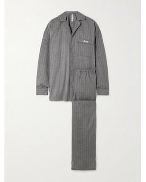 Skims Pyjama En Flanelle, Heather Stripe - Gris