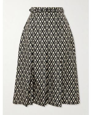 スカート VALENTINO PRINTED LINEN SKIRT VALENTINO GARAVANI Metallic floral-brocade midi skirt | NET