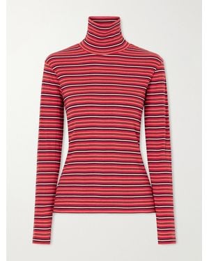 Dries Van Noten Striped Ribbed Cotton-Blend Turtleneck Sweater - Red