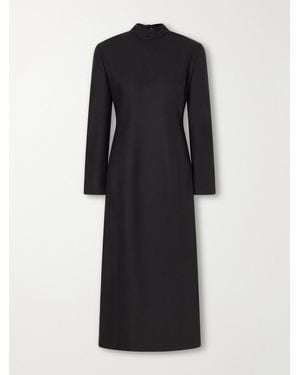Heirlome Brigette Silk-Twill Midi Dress - Black