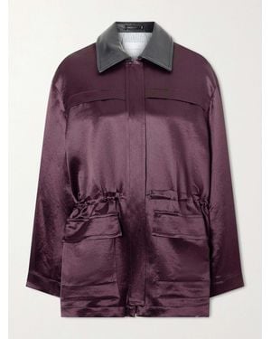 Maria McManus Jacke Aus Satin Mit Lederbesatz - Lila