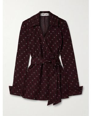 Diane von Furstenberg Sheree Jacquard-Woven Wrap Top - Purple