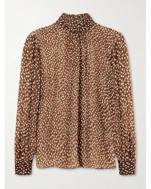 Nili Lotan Remie Animal-Print Silk Blouse - Brown